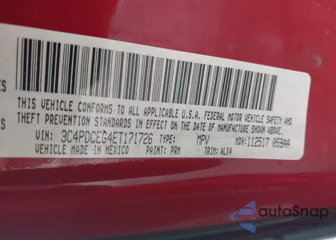 2014 Dodge Journey R/T from USA, damaged, VIN 3C4PDCEG4ET171726